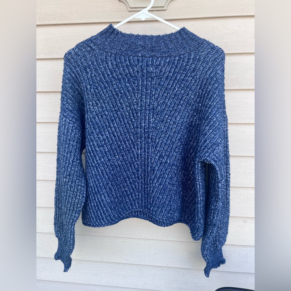 SO Navy Ribbed Mock Neck Sweater